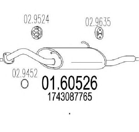 Toba esapament finala MTS 01.60526</br>Piesa auto pentru Sistemul de esapament Toba esapament finala MTS 01.60526</br>Piesa auto pentru Sistemul de esapament
