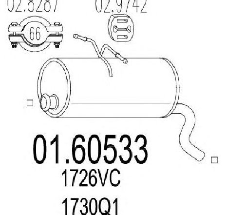 Toba esapament finala MTS 01.60533</br>Piesa auto pentru Sistemul de esapament Toba esapament finala MTS 01.60533</br>Piesa auto pentru Sistemul de esapament
