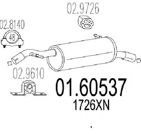 Toba esapament finala MTS 01.60537</br>Piesa auto pentru Sistemul de esapament Toba esapament finala MTS 01.60537</br>Piesa auto pentru Sistemul de esapament