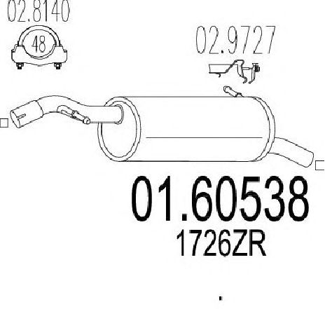 Toba esapament finala MTS 01.60538</br>Piesa auto pentru Sistemul de esapament Toba esapament finala MTS 01.60538</br>Piesa auto pentru Sistemul de esapament