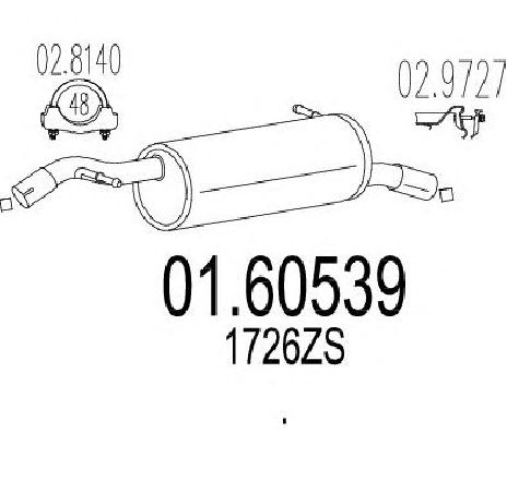 Toba esapament finala MTS 01.60539</br>Piesa auto pentru Sistemul de esapament Toba esapament finala MTS 01.60539</br>Piesa auto pentru Sistemul de esapament