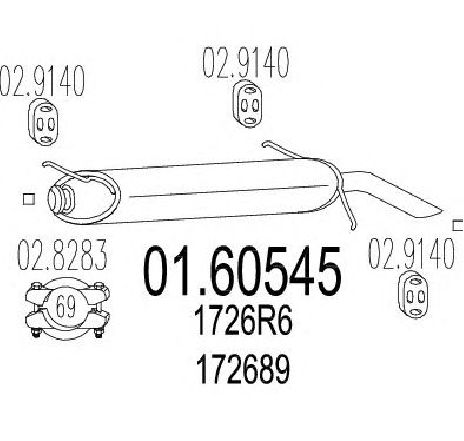 Toba esapament finala MTS 01.60545</br>Piesa auto pentru Sistemul de esapament Toba esapament finala MTS 01.60545</br>Piesa auto pentru Sistemul de esapament