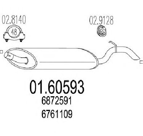 Toba esapament finala MTS 01.60593</br>Piesa auto pentru Sistemul de esapament Toba esapament finala MTS 01.60593</br>Piesa auto pentru Sistemul de esapament