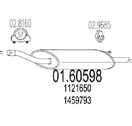 Toba esapament finala MTS 01.60598</br>Piesa auto pentru Sistemul de esapament Toba esapament finala MTS 01.60598</br>Piesa auto pentru Sistemul de esapament