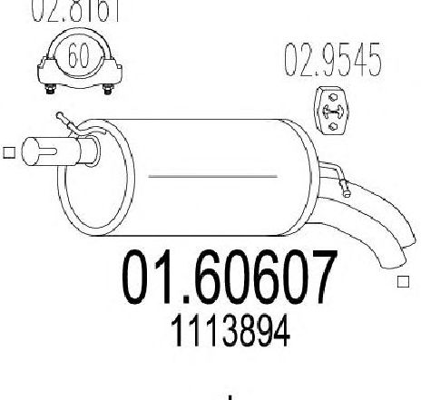 Toba esapament finala MTS 01.60607</br>Piesa auto pentru Sistemul de esapament Toba esapament finala MTS 01.60607</br>Piesa auto pentru Sistemul de esapament