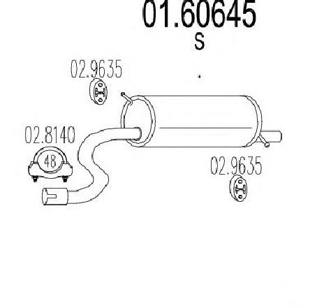 Toba esapament finala MTS 01.60645</br>Piesa auto pentru Sistemul de esapament Toba esapament finala MTS 01.60645</br>Piesa auto pentru Sistemul de esapament