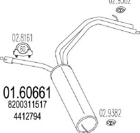 Toba esapament finala MTS 01.60661</br>Piesa auto pentru Sistemul de esapament Toba esapament finala MTS 01.60661</br>Piesa auto pentru Sistemul de esapament