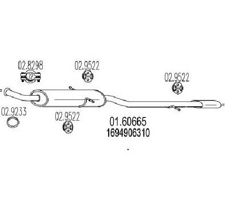 Toba esapament finala MTS 01.60665</br>Piesa auto pentru Sistemul de esapament Toba esapament finala MTS 01.60665</br>Piesa auto pentru Sistemul de esapament