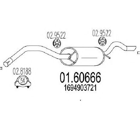 Toba esapament finala MTS 01.60666</br>Piesa auto pentru Sistemul de esapament Toba esapament finala MTS 01.60666</br>Piesa auto pentru Sistemul de esapament