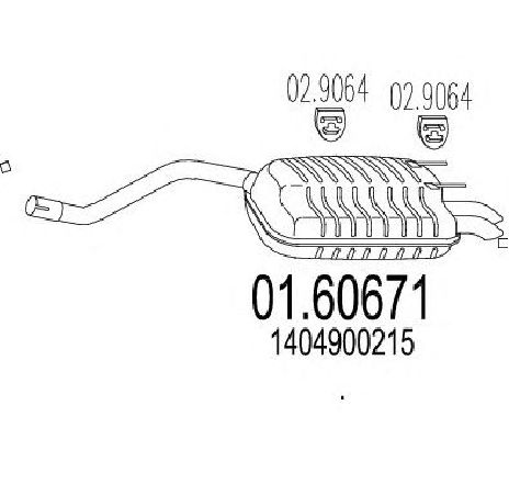 Toba esapament finala MTS 01.60671</br>Piesa auto pentru Sistemul de esapament Toba esapament finala MTS 01.60671</br>Piesa auto pentru Sistemul de esapament
