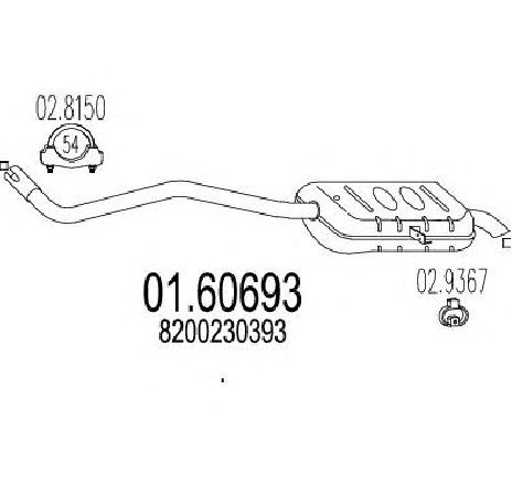 Toba esapament finala MTS 01.60693</br>Piesa auto pentru Sistemul de esapament Toba esapament finala MTS 01.60693</br>Piesa auto pentru Sistemul de esapament