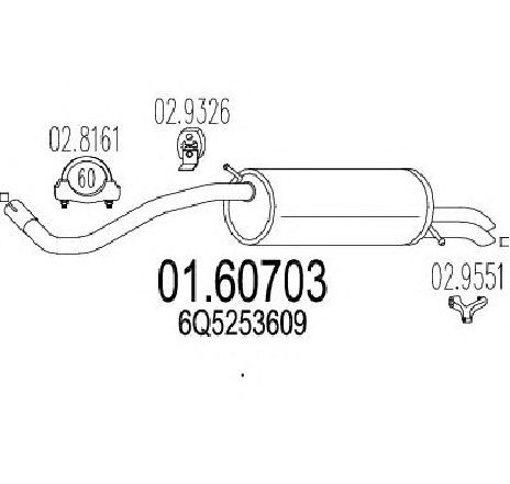 Toba esapament finala MTS 01.60703</br>Piesa auto pentru Sistemul de esapament Toba esapament finala MTS 01.60703</br>Piesa auto pentru Sistemul de esapament