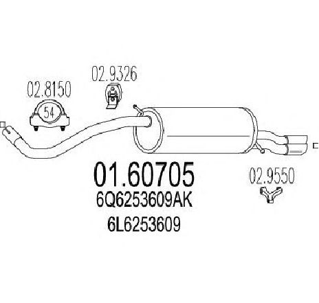 Toba esapament finala MTS 01.60705</br>Piesa auto pentru Sistemul de esapament Toba esapament finala MTS 01.60705</br>Piesa auto pentru Sistemul de esapament