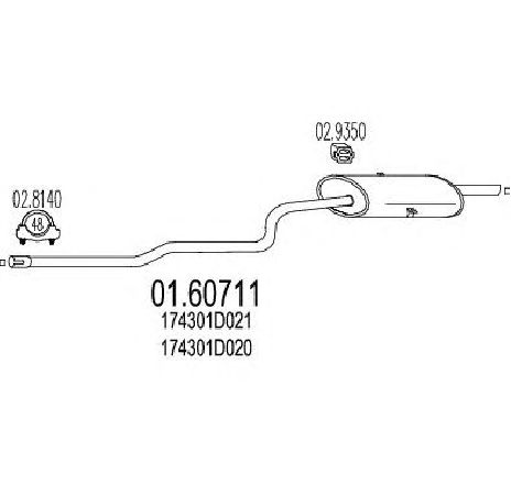Toba esapament finala MTS 01.60711</br>Piesa auto pentru Sistemul de esapament Toba esapament finala MTS 01.60711</br>Piesa auto pentru Sistemul de esapament