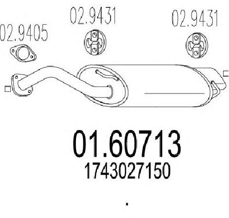 Toba esapament finala MTS 01.60713</br>Piesa auto pentru Sistemul de esapament Toba esapament finala MTS 01.60713</br>Piesa auto pentru Sistemul de esapament