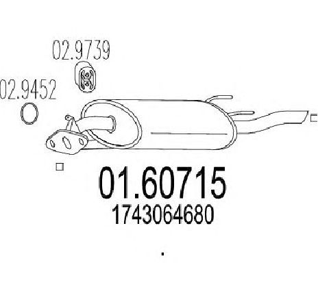 Toba esapament finala MTS 01.60715</br>Piesa auto pentru Sistemul de esapament Toba esapament finala MTS 01.60715</br>Piesa auto pentru Sistemul de esapament