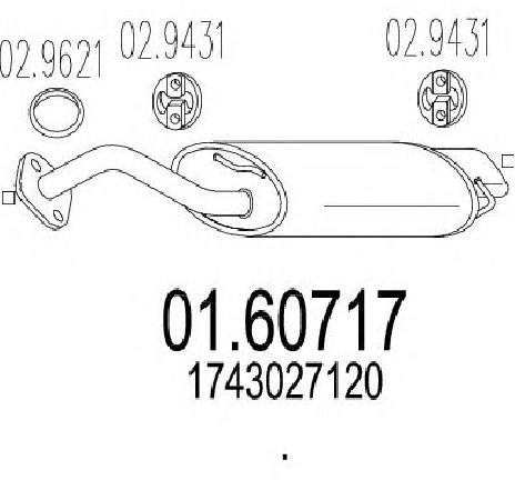 Toba esapament finala MTS 01.60717</br>Piesa auto pentru Sistemul de esapament Toba esapament finala MTS 01.60717</br>Piesa auto pentru Sistemul de esapament