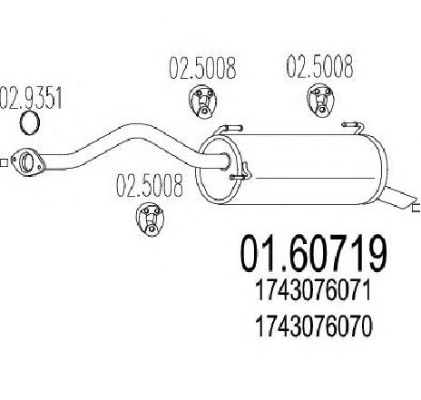 Toba esapament finala MTS 01.60719</br>Piesa auto pentru Sistemul de esapament Toba esapament finala MTS 01.60719</br>Piesa auto pentru Sistemul de esapament
