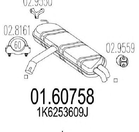Toba esapament finala MTS 01.60758</br>Piesa auto pentru Sistemul de esapament Toba esapament finala MTS 01.60758</br>Piesa auto pentru Sistemul de esapament