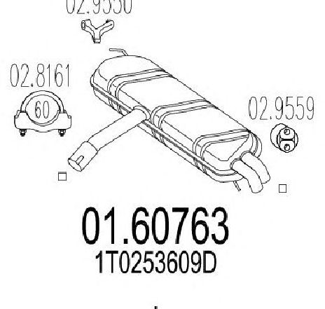 Toba esapament finala MTS 01.60763</br>Piesa auto pentru Sistemul de esapament Toba esapament finala MTS 01.60763</br>Piesa auto pentru Sistemul de esapament
