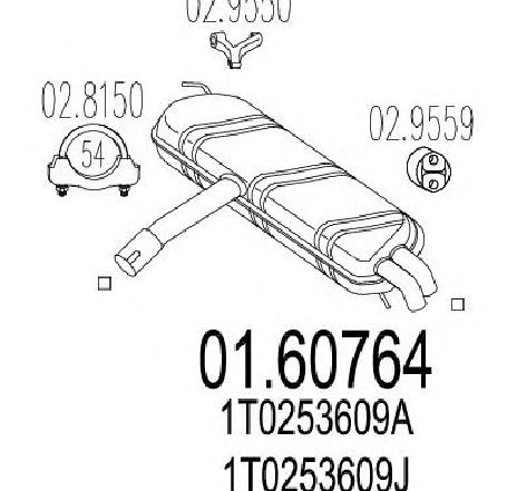 Toba esapament finala MTS 01.60764</br>Piesa auto pentru Sistemul de esapament Toba esapament finala MTS 01.60764</br>Piesa auto pentru Sistemul de esapament