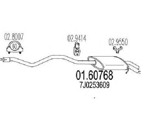 Toba esapament finala MTS 01.60768</br>Piesa auto pentru Sistemul de esapament Toba esapament finala MTS 01.60768</br>Piesa auto pentru Sistemul de esapament