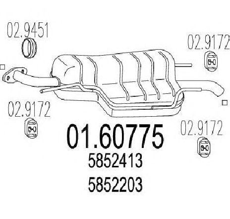 Toba esapament finala MTS 01.60775</br>Piesa auto pentru Sistemul de esapament Toba esapament finala MTS 01.60775</br>Piesa auto pentru Sistemul de esapament