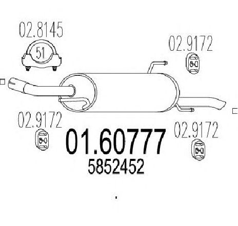 Toba esapament finala MTS 01.60777</br>Piesa auto pentru Sistemul de esapament Toba esapament finala MTS 01.60777</br>Piesa auto pentru Sistemul de esapament