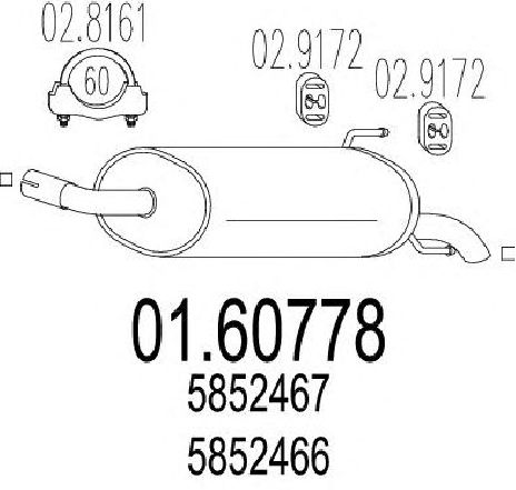 Toba esapament finala MTS 01.60778</br>Piesa auto pentru Sistemul de esapament Toba esapament finala MTS 01.60778</br>Piesa auto pentru Sistemul de esapament