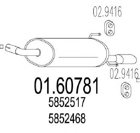Toba esapament finala MTS 01.60781</br>Piesa auto pentru Sistemul de esapament Toba esapament finala MTS 01.60781</br>Piesa auto pentru Sistemul de esapament