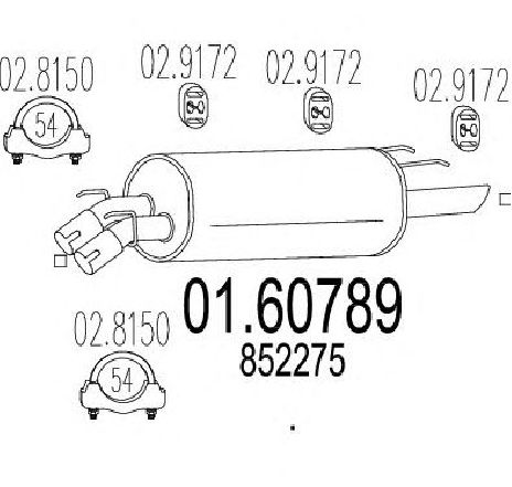 Toba esapament finala MTS 01.60789</br>Piesa auto pentru Sistemul de esapament Toba esapament finala MTS 01.60789</br>Piesa auto pentru Sistemul de esapament