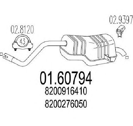 Toba esapament finala MTS 01.60794</br>Piesa auto pentru Sistemul de esapament Toba esapament finala MTS 01.60794</br>Piesa auto pentru Sistemul de esapament