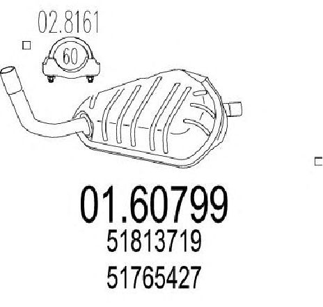 Toba esapament finala MTS 01.60799</br>Piesa auto pentru Sistemul de esapament Toba esapament finala MTS 01.60799</br>Piesa auto pentru Sistemul de esapament