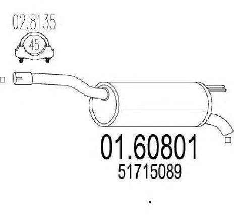 Toba esapament finala MTS 01.60801</br>Piesa auto pentru Sistemul de esapament Toba esapament finala MTS 01.60801</br>Piesa auto pentru Sistemul de esapament