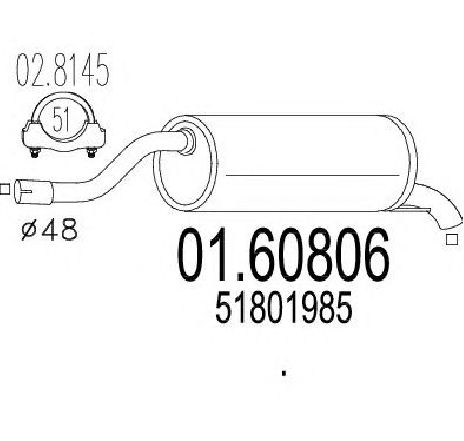 Toba esapament finala MTS 01.60806</br>Piesa auto pentru Sistemul de esapament Toba esapament finala MTS 01.60806</br>Piesa auto pentru Sistemul de esapament