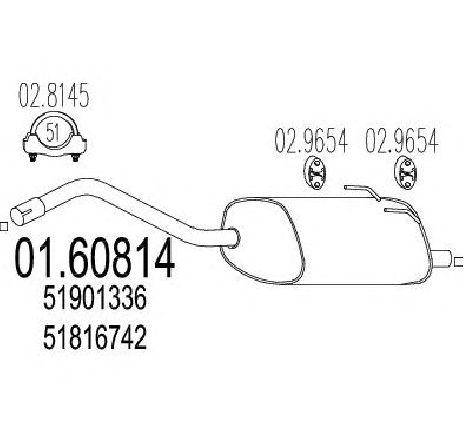 Toba esapament finala MTS 01.60814</br>Piesa auto pentru Sistemul de esapament Toba esapament finala MTS 01.60814</br>Piesa auto pentru Sistemul de esapament
