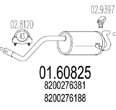 Toba esapament finala MTS 01.60825</br>Piesa auto pentru Sistemul de esapament Toba esapament finala MTS 01.60825</br>Piesa auto pentru Sistemul de esapament