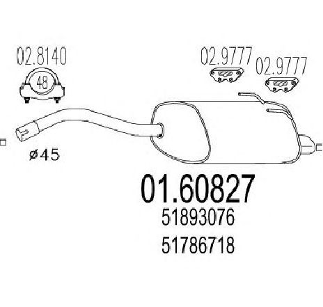 Toba esapament finala MTS 01.60827</br>Piesa auto pentru Sistemul de esapament Toba esapament finala MTS 01.60827</br>Piesa auto pentru Sistemul de esapament