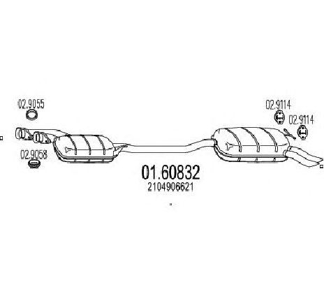 Toba esapament finala MTS 01.60832</br>Piesa auto pentru Sistemul de esapament Toba esapament finala MTS 01.60832</br>Piesa auto pentru Sistemul de esapament