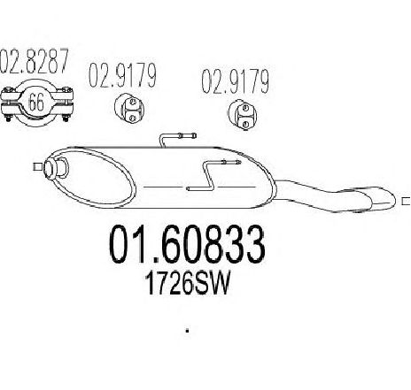 Toba esapament finala MTS 01.60833</br>Piesa auto pentru Sistemul de esapament Toba esapament finala MTS 01.60833</br>Piesa auto pentru Sistemul de esapament
