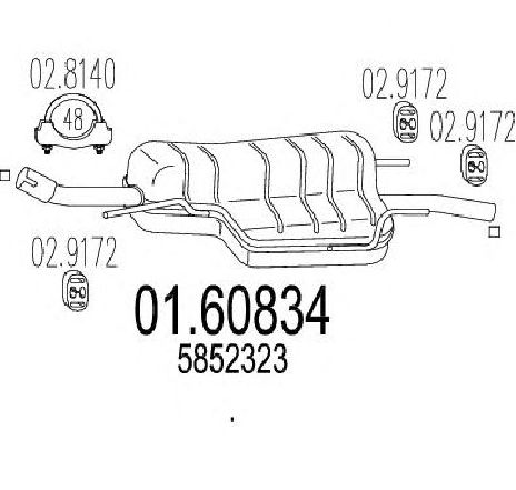 Toba esapament finala MTS 01.60834</br>Piesa auto pentru Sistemul de esapament Toba esapament finala MTS 01.60834</br>Piesa auto pentru Sistemul de esapament
