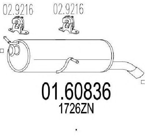 Toba esapament finala MTS 01.60836</br>Piesa auto pentru Sistemul de esapament Toba esapament finala MTS 01.60836</br>Piesa auto pentru Sistemul de esapament