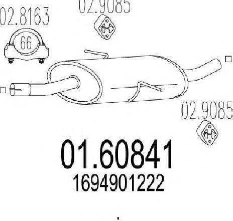 Toba esapament finala MTS 01.60841</br>Piesa auto pentru Sistemul de esapament Toba esapament finala MTS 01.60841</br>Piesa auto pentru Sistemul de esapament