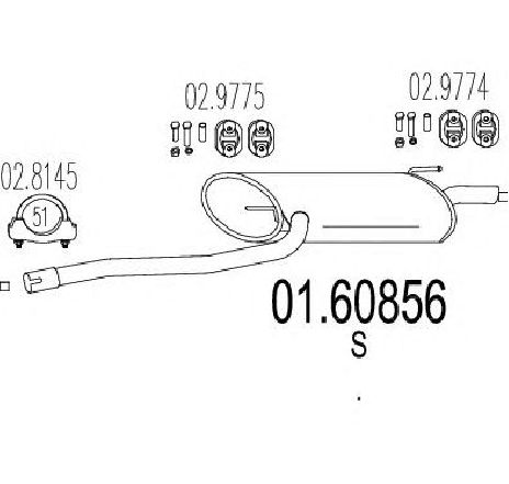 Toba esapament finala MTS 01.60856</br>Piesa auto pentru Sistemul de esapament Toba esapament finala MTS 01.60856</br>Piesa auto pentru Sistemul de esapament
