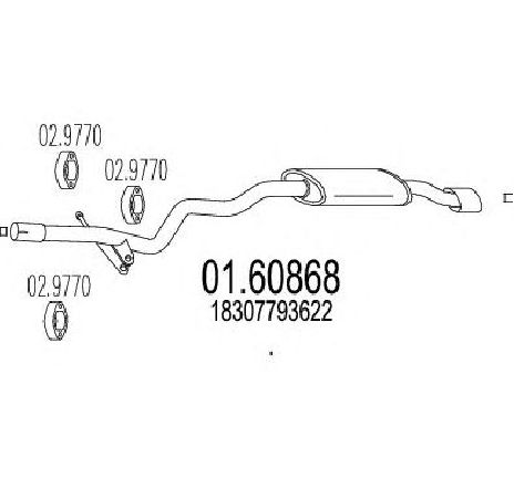 Toba esapament finala MTS 01.60868</br>Piesa auto pentru Sistemul de esapament Toba esapament finala MTS 01.60868</br>Piesa auto pentru Sistemul de esapament