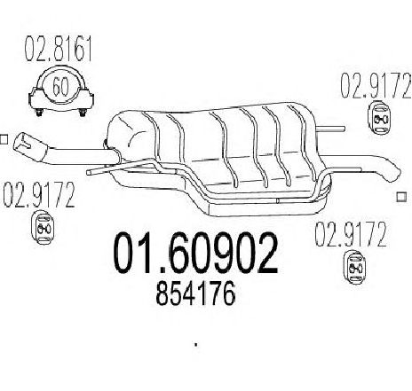 Toba esapament finala MTS 01.60902</br>Piesa auto pentru Sistemul de esapament Toba esapament finala MTS 01.60902</br>Piesa auto pentru Sistemul de esapament