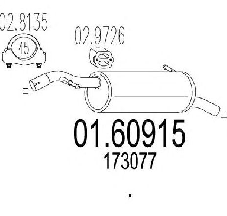 Toba esapament finala MTS 01.60915</br>Piesa auto pentru Sistemul de esapament Toba esapament finala MTS 01.60915</br>Piesa auto pentru Sistemul de esapament