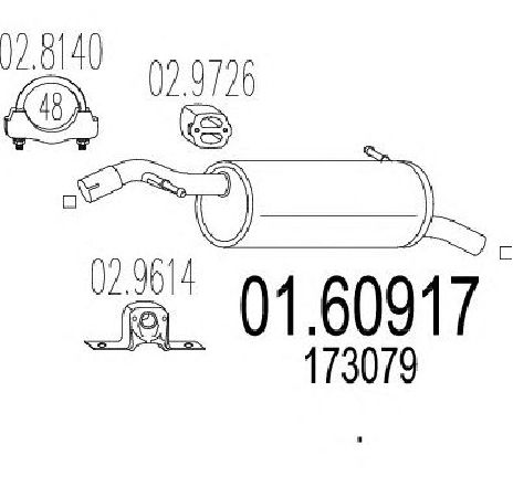 Toba esapament finala MTS 01.60917</br>Piesa auto pentru Sistemul de esapament Toba esapament finala MTS 01.60917</br>Piesa auto pentru Sistemul de esapament
