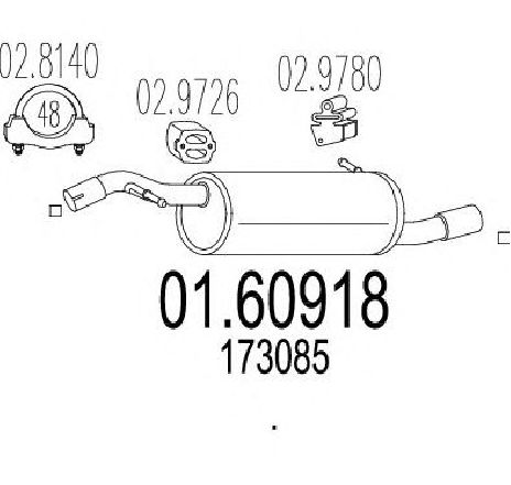 Toba esapament finala MTS 01.60918</br>Piesa auto pentru Sistemul de esapament Toba esapament finala MTS 01.60918</br>Piesa auto pentru Sistemul de esapament