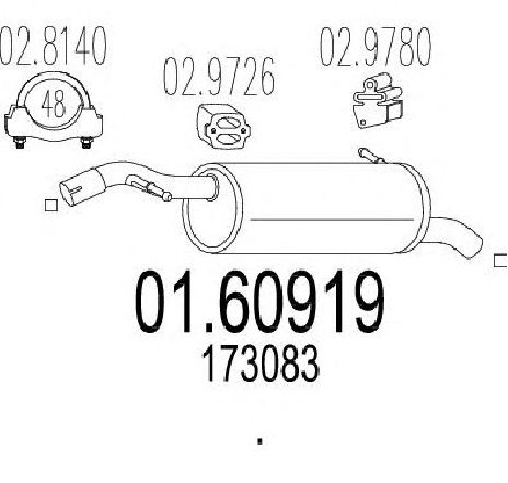 Toba esapament finala MTS 01.60919</br>Piesa auto pentru Sistemul de esapament Toba esapament finala MTS 01.60919</br>Piesa auto pentru Sistemul de esapament